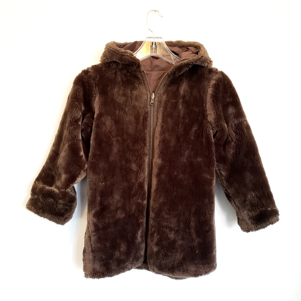 Lili Gaufrette Brown Faux Fur Reversible Coat
